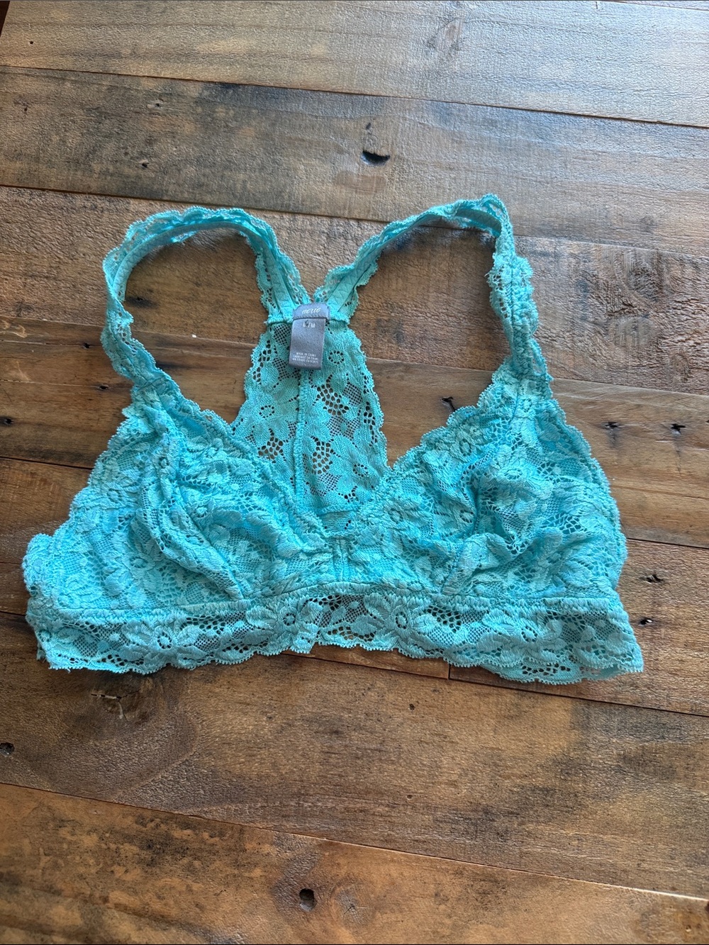 aerie Lace Racerback Bralette in Aqua Blue